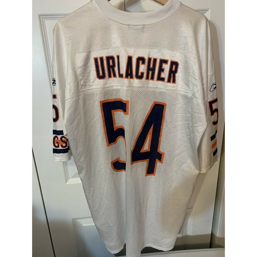 Reebok Urlacher Men’s‎ Sz XL White ORANGE JERSEY  NFL logo and GSH CHICAGO BEARS